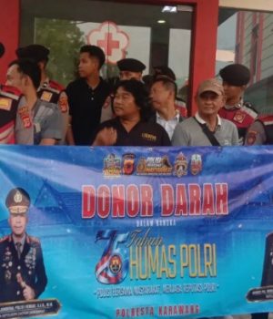 HUT ke-75 Humas Polri, Polresta Karawang Gelar Donor Darah Bersama Insan Media